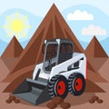 BobCat loader on building plot during landscaping, construction and digging works - vector image Royalty Free Stock Photo