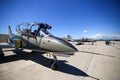 Mechanics attend IAR 99 Soim (Hawk) advanced trainer and light attack airplanes, used as jet trainer of the Romanian Air Force Royalty Free Stock Photo