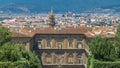 The Boboli Gardens park timelapse, Fountain of Neptune and a distant view on The Palazzo Pitti, in Florence, Italy Royalty Free Stock Photo