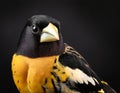 Bobolink Bird Portrait in Dark Studio, Professional Wildlife Photography