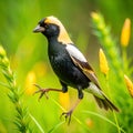 Bobolink bird runs jungle