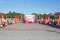 Bobruisk Belarus 06 03 2019: Preparation on the central square for igniting the fire of the European games of 2019