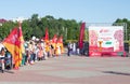 Bobruisk Belarus 06 03 2019: Preparation on the central square for igniting the fire of the European games of 2019