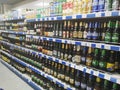 Bobruisk Belarus 28 08 2019: Sale of beer in a large store in the city, supermarket