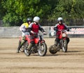 BOBRUISK, BELARUS - September 8, 2018: Motoball, young guys play motorcycles in motoball, competitions