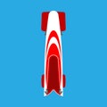 Bobsled or bobsleigh red sled top view vector flat icon. Winter snow game sport skeleton race equipment competition