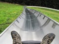 Bobsled from first person view Royalty Free Stock Photo
