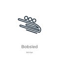 Bobsled icon. Thin linear bobsled outline icon isolated on white background from winter collection. Line vector bobsled sign,