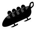 Bobsled. Silhouette. A team of athletes makes a downhill sleigh ride called bob. Four athletes in protective helmets. Vector icon