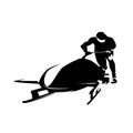 Bobsleigh start, front view, abstract isolated drawing, vector silhouette