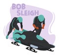 Bobsleigh, A Thrilling Winter Sport, Involves Teams Of Athletes Racing Down Narrow, Icy Tracks In Aerodynamic Sled Royalty Free Stock Photo