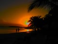 Boca Chica beach at sunset, Dominican Republic Royalty Free Stock Photo