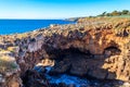 Boca do Inferno (Hell\'s Mouth) is unique rock formation on edge of the ocean in Cascais, Portugal Royalty Free Stock Photo
