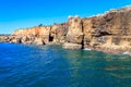 Boca do Inferno (Hell\'s Mouth) is a unique rock formation on edge of ocean in Cascais, Portugal Royalty Free Stock Photo
