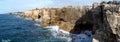 Boca do Inferno, oceanfront cliffs with open cave created by pounding waves, near Cascais, Portugal Royalty Free Stock Photo