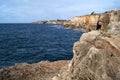 Boca do Inferno, oceanfront cliffs with open cave created by pounding waves, near Cascais, Portugal Royalty Free Stock Photo