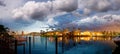 Boca Raton and City Lake on a beautiful sunset, panoramic view Royalty Free Stock Photo