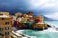 Boccadasse italian on the sea under a stormy sky