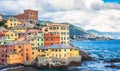 Boccadasse marina panorama in Genoa, Italy