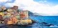 Boccadasse marina panorama in Genoa, Italy