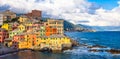 Boccadasse marina panorama in Genoa, Italy