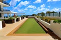 Bocce ball court with artificial turf