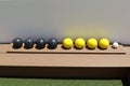 Bocce Balls in a rack