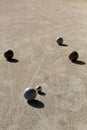 Bocce balls on the sand playing court Royalty Free Stock Photo