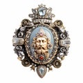 Tsar-inspired Brooch: Baroque Drama In Light Indigo And Aquamarine