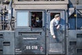 Bochum , Germany - April 18 2015 : Worker observing the activities at the railway main station