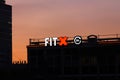 Fit x sign in the evening in bochum germany Royalty Free Stock Photo