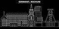 Bochum silhouette skyline. Germany - Bochum vector city, german linear architecture, buildings. Bochum travel Royalty Free Stock Photo