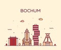 Bochum skyline Germany vector city linear style Royalty Free Stock Photo