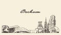 Bochum skyline big city Germany vector hand drawn Royalty Free Stock Photo