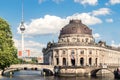 Bode Museum Island, Bodemuseum, Museumsinsel and TV Tower on Alexanderplatz, Berlin, Germany Royalty Free Stock Photo