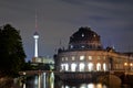Bode museum tv tower in Berlin at night