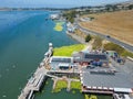 Bodega Bay pier from the air Royalty Free Stock Photo