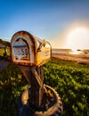 Rusted old metal mail box near the beach of the pacific Royalty Free Stock Photo