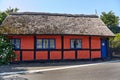 Traditional thatched half-timbered house in a village of Boderne. Royalty Free Stock Photo