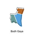 Bodh Gaya map illustration design, vector template with outline graphic sketch style isolated on white background