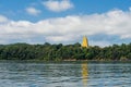 Bodhgaya golden pagoda near river, Sangkhlaburi Royalty Free Stock Photo