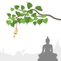 Bodhi tree with Golden bell of thai tradition, Visakha Puja Day Royalty Free Stock Photo