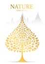 Bodhi tree and leaf gold color of thai tradition