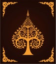 The Bodhi tree vector with golden color and traditional pattern