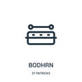 bodhrn icon vector from st patricks collection. Thin line bodhrn outline icon vector illustration. Linear symbol for use on web