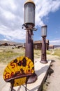Bodie, California- Old Shell gas station pumps at the Bodie State Historical Park ghost town, an area in a state of Royalty Free Stock Photo