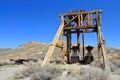 Bodie Ghost Town with Gold Mining Equipment at State Historic Park, California Royalty Free Stock Photo