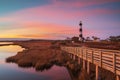 Rainbow Colored Sunrise at Bodie Island Lighthouse Outer Banks NC Royalty Free Stock Photo