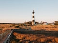 Bodie Island Lighthouse and marsh boardwalk trail, in the Outer Banks, North Carolina Royalty Free Stock Photo