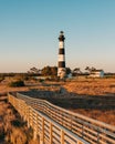 Bodie Island Lighthouse and marsh boardwalk trail, in the Outer Banks, North Carolina